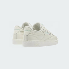 Reebok Club C 85 Women's Chalk Leather Trainers HQ0947 back view showing Reebok logo on heel tab and clean low-cut collar design