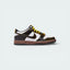Side profile of the Nike Dunk Low Kids SE, showing the classic black and white Panda color-blocking with a vibrant Bright Citron yellow Swoosh.