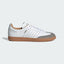 Highlights the high-velocity sweep of the Core White leather 3-Stripes, showing the professional, smooth matte texture of the premium Italian Core White leather base and the clean integration of the low-profile gum rubber outsole.