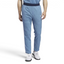 Adidas x Bogey Boys Golf Men's Track Pants in blue, front view showing the elastic drawcord waist, side pockets, and Trefoil/Bogey Boys logo on the hip.