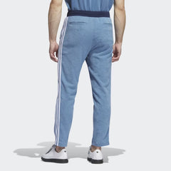 Adidas x Bogey Boys Golf Men's Track Pants in blue, back view showcasing the tapered leg design and classic fit.