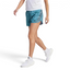 Side profile of the Adidas Run Icons Women's shorts, showing the Arctic Fusion all-over print and the classic white 3-Stripes running down the leg.