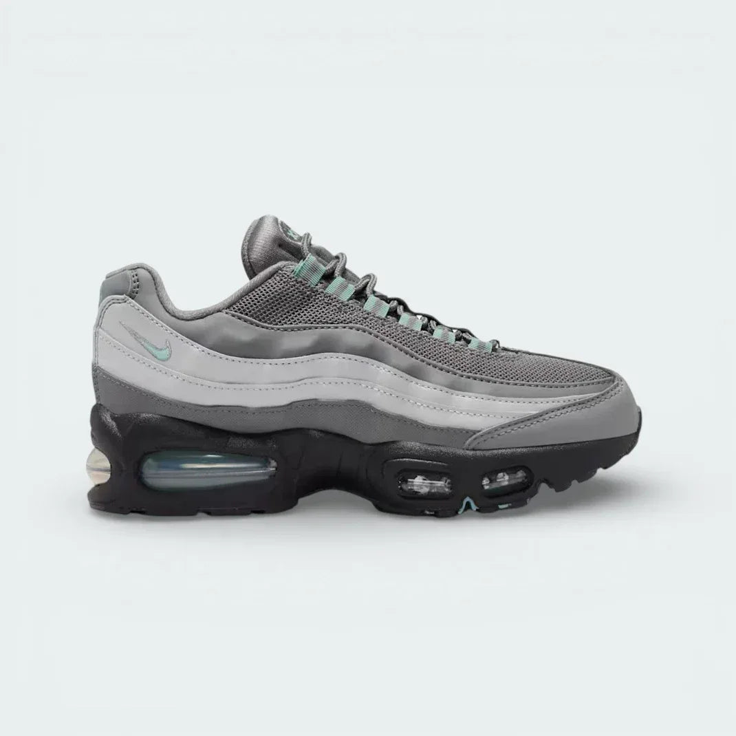 Highlights the iconic wavy gradient panels and the dual visible Air units.