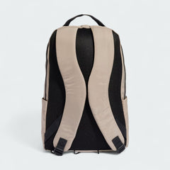 Adidas Women's Workout Backpack Yoga Bag in beige, back view showing ergonomic shoulder straps and breathable mesh back panel.