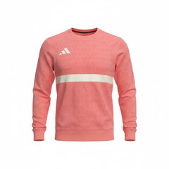 Pink Adidas sweatshirt with a white stripe on a white background