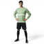 Man wearing the Adidas Handball Goalkeeper Long Sleeve Jersey in green, demonstrating its fit for athletic movement.