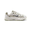 Highlights the early-2000s lateral silhouette featuring Sail leather horizontal and vertical overlays sweeping over Neutral Olive airy mesh, a black outlined Nike Swoosh, Sail foam midsole, and a black rubber outsole.
