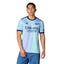 Front profile of the Arsenal 24/25 Third Jersey in Clear Aqua, showing the athletic slim fit and the purple three-stripe detailing on the shoulders.