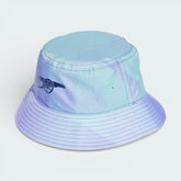 Side profile of the blue Arsenal third bucket hat, showing the flexible brim and the textured ripstop fabric