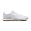 Side profile of the Nike LD-1000 Flyknit Men's Shoe in White and Sail showing Flyknit upper, synthetic leather overlays, sail midsole, and brown waffle outsole.