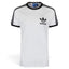 Flat Lay View: Studio front view of the t-shirt laid flat, showcasing the clean proportions, crisp white cotton body, and balanced placement of the left-chest Trefoil logo.
