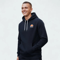 Ellesse Toce Overhead Hoodie Men's in black, front view on the model show the design and comfort on a male