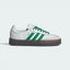 Highlights the high-velocity sweep of the Green embroidered 3-Stripes, the professional look of the leather panels, and the striking visual grid of the exaggerated gum rubber platform outsole.
