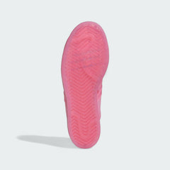 View of the outsole of the Adidas Originals Superstar Jelly Women's clear trainers, showing the durable rubber sole and classic traction pattern.