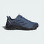 Side profile of the Wonder Steel Adidas Terrex, highlighting the GORE-TEX branding and the vibrant Semi Lucid Blue accents.