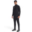 Displays the full-body front stance on the model, emphasising the relaxed yet tapered athletic cut through the legs and torso, crisp white chest and thigh branding, and functional collar coverage.