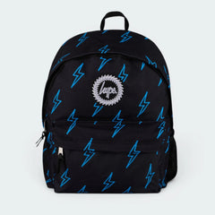 Focuses on the locked-in zip closure and the professional embroidered HYPE. crest against the bolt print.