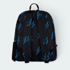 Emphasising the locked-in padded straps and the professional depth of the neon blue print.