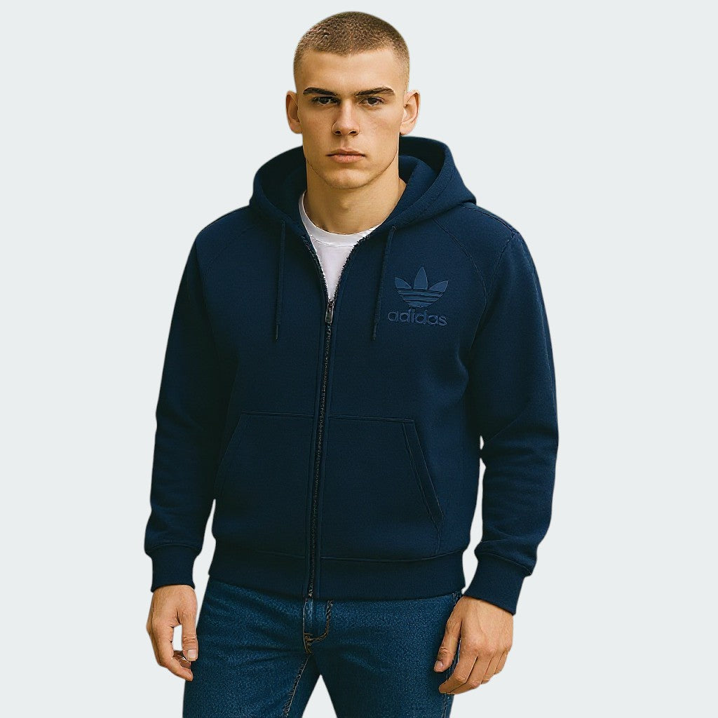 Adidas Men's Navy Hooded Fleece Track Jacket – Trade Sports