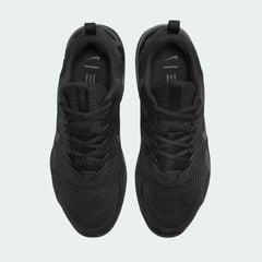 Top-Down view of a pair of Nike Air Max Alpha Trainer 5 Men's shoes in black, highlighting their sturdy silhouette and lace-up closure.