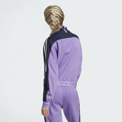 Adidas Tiro Track Top Women's in purple, back view showcasing the clean design and ribbed hem.