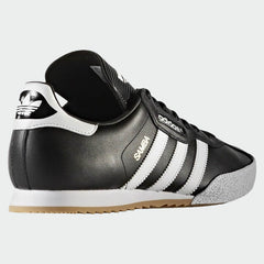 adidas Samba Super Men's Black Leather Trainers 019099 back view showing white heel tab with adidas logo and classic shape