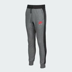 Nike Air NSW Fleece Men's Tracksuit in heather grey, front view showing the tapered joggers, with Nike Air logos visible.