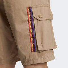Close-up of adidas Adiplore Men's Cargo Utility Shorts GP1120 durable woven material and seam finish