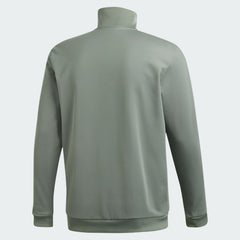 Adidas Beckenbauer Track Jacket Men's in trace green, back view showcasing the plain design and the top of the collar.