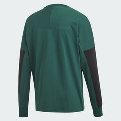 Adidas R.Y.V. Long Sleeve Men's T-Shirt in green, back view showing the plain design and ribbed cuffs.