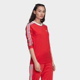tradesports.co.uk Adidas Originals Women's 3 Stripes Tee Shirt - Red