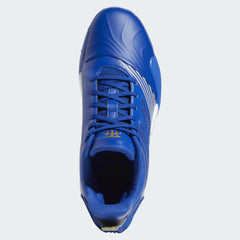 Top-down view of a pair of Adidas T-Mac Millennium men's sneakers in blue, highlighting their classic silhouette and lace-up closure.