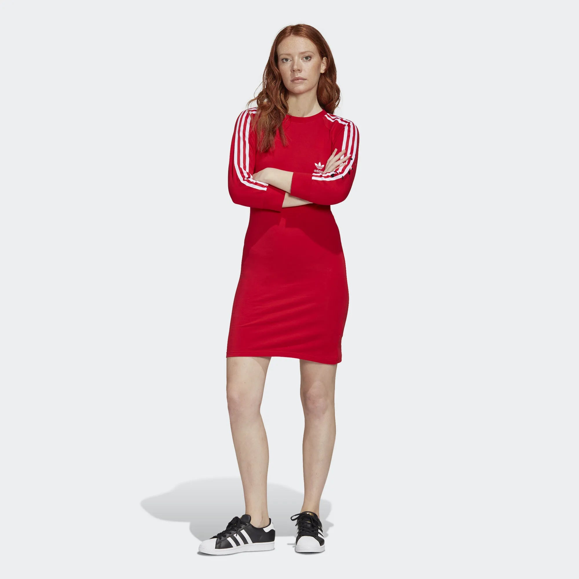 adidas Originals Women s 3 Stripes Dress Red GK7167