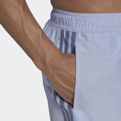 adidas Classic 3-Stripes Men's Swim Shorts GU0322 side profile showing stripes placement and classic silhouette