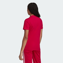 adidas Adicolor Trefoil Women's Tee H33563 worn standing showing relaxed fit and bold colour shown from the rear
