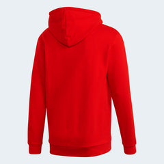 Adidas Trefoil Hoodie Overhead Men's in red, back view showcasing the plain design and the hood.