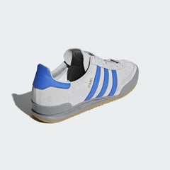 adidas Jeans Men's Grey Suede Trainers CQ2769 back view showing heel patch with adidas Trefoil logo