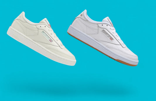 Reebok Club C 85 Women's White Leather Trainers side by side