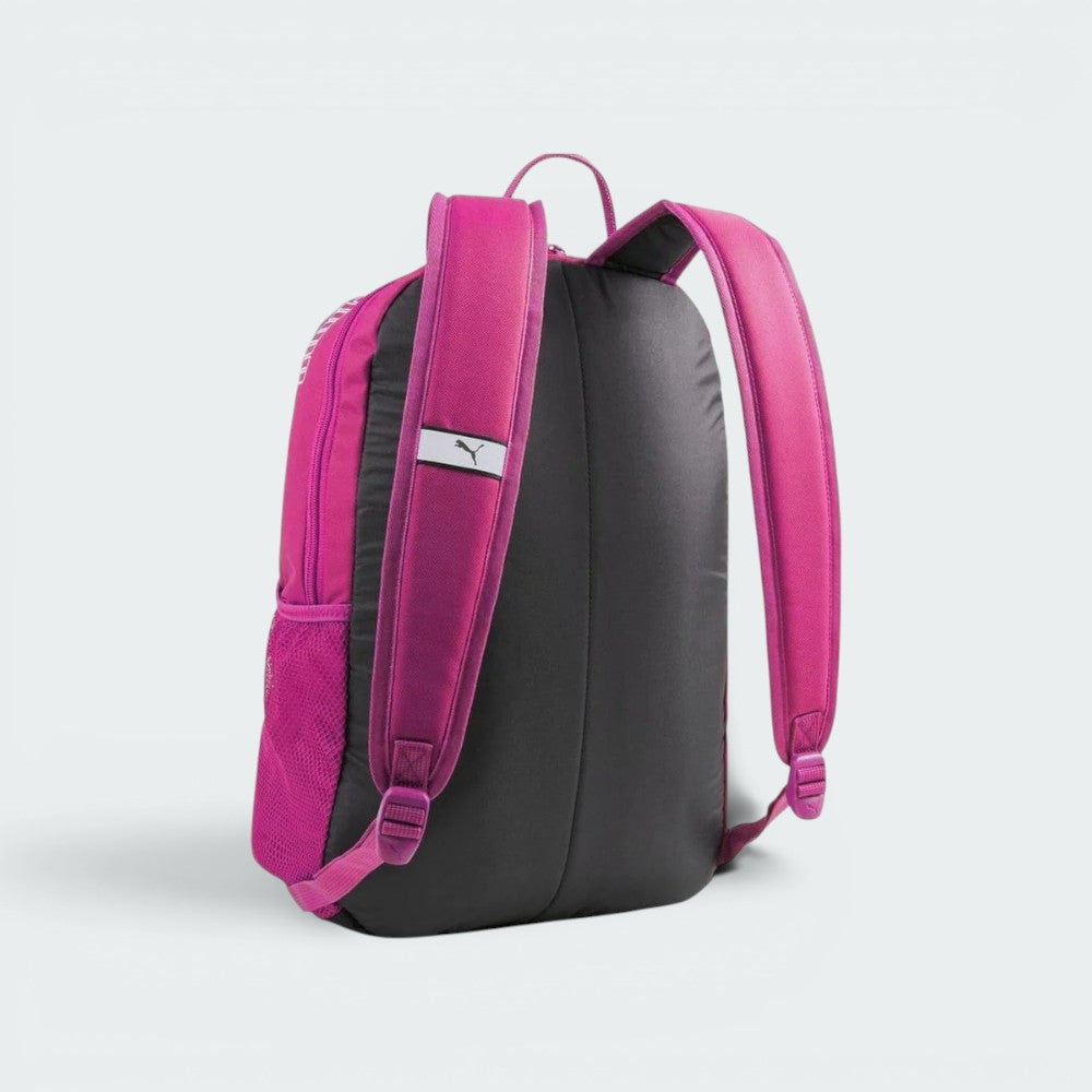 Focuses on the stitched back panel and the professional webbing carry handle.