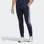 Navy tracksuit with white stripes and Adidas logo on a white background