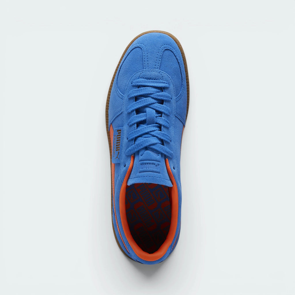 Focuses on the locked-in traditional lacing layout, showing the clean alignment of the debossed suede tongue and the classic low-profile symmetry framing the toe box.