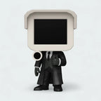 Funko Pop! Skibidi Toilet Cameraman #1956 vinyl figure, front view, highlighting the camera head and clothing details.