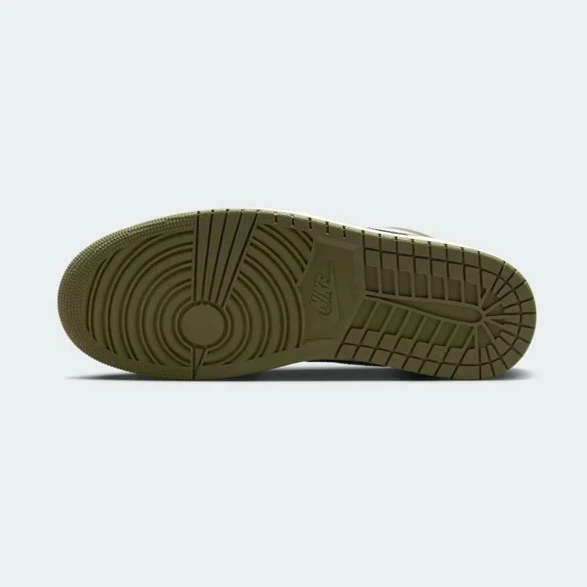 Air Jordan 1 Low Medium Olive Men's Leather Trainers 553558 092 Secondary image