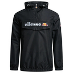 Ellesse Mont 2 Overhead Jacket in anthracite marl, front view showing the hood, 1/4 zip closure, front pouch pocket, and Ellesse logos.