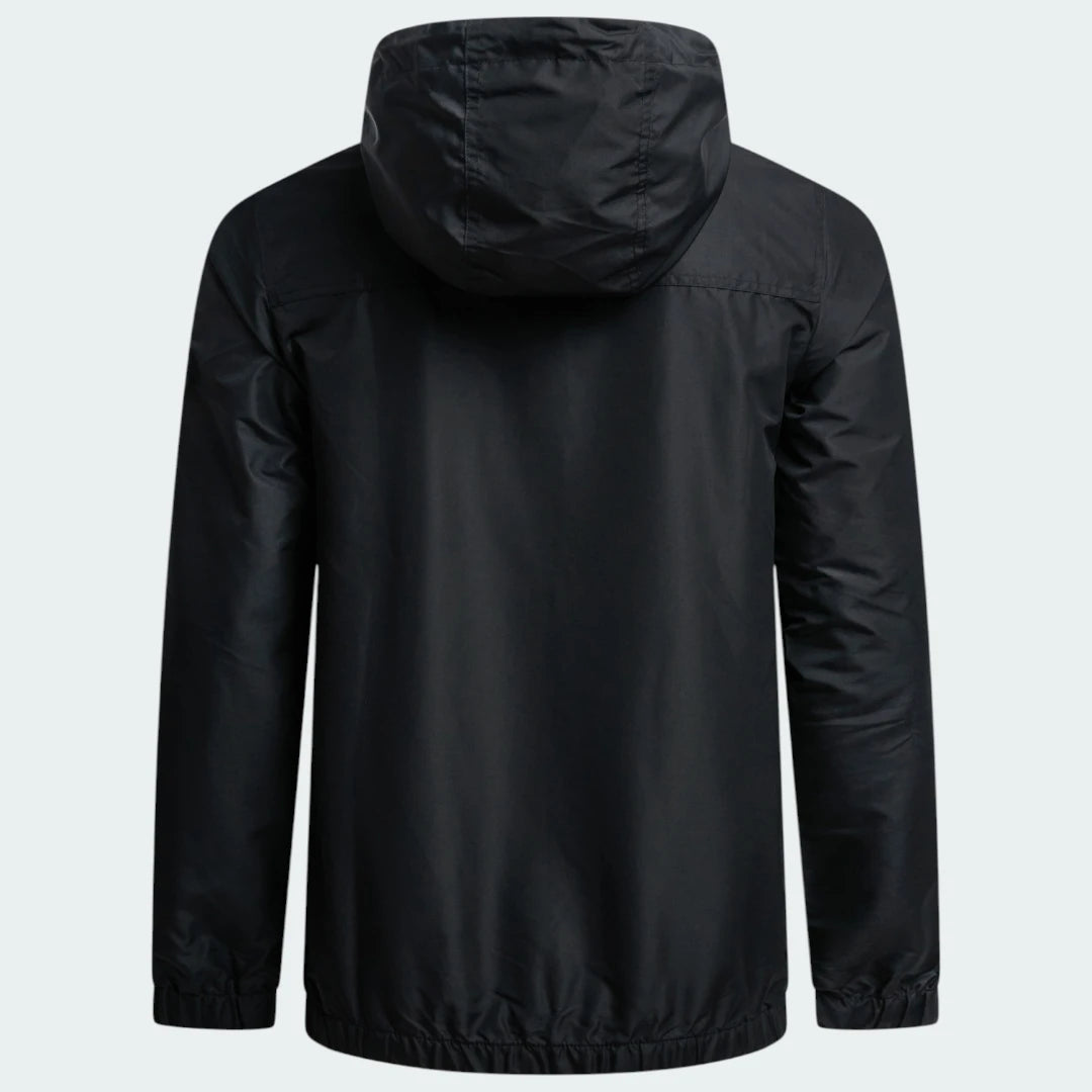 Ellesse Mont 2 Overhead Jacket in anthracite marl, back view showcasing the plain design and the hood.