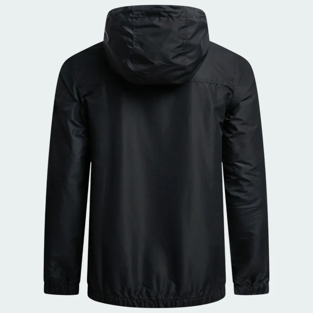 Ellesse Mont 2 Overhead Jacket in anthracite marl, back view showcasing the plain design and the hood.
