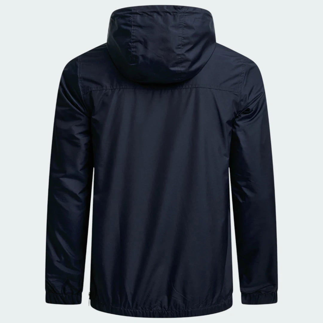 Ellesse Mont 2 Overhead Anorak Jacket Men's in navy, back view showcasing the plain design and the hood.