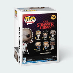 Funko Pop! Stranger Things action figure box with character illustrations on a white background