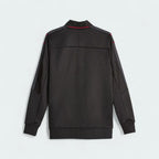 Puma x Ferrari Race MT7 Track Jacket Men's in black, back view showcasing the clean design and classic silhouette.