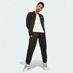 Puma x Ferrari Race MT7 Track Jacket Men's in black, model demonstrating the overall look with the open zip